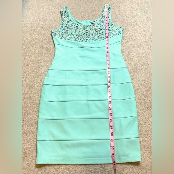 NWOT Deb Sequin Bodycon Party Dress Women Medium Mint Green - Picture 4 of 6